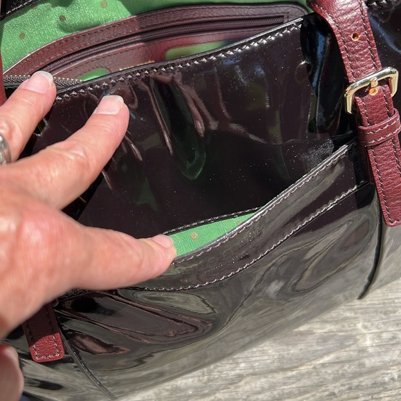 Kate Spade Black Patent Leather Rudy Tote Satchel Middlesex Handbag Large Brown - Picture 5 of 15